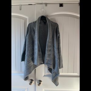 Grey cardigan. Longer in front. Soft feel